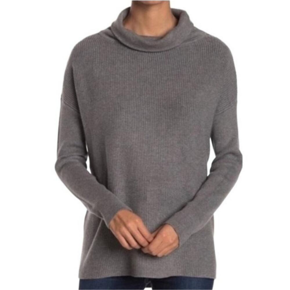 Devotion By Cyrus Dark Grey Cowlneck Ribbed Tunic Sweater Small New Without Tag